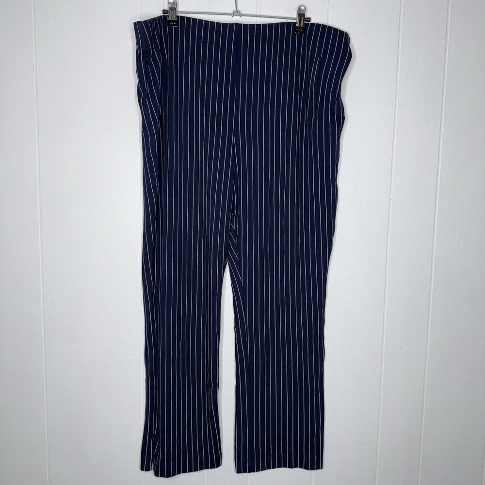 Chico’s Women’s Pinstripe Pull On Pants Navy Blue Size 3.5R, 18R